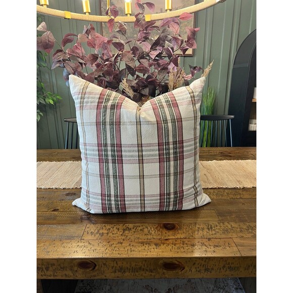 Oversized Woven Plaid Square Throw Pillow Christmas- Hearth & Hand with Magnolia - Picture 1 of 7